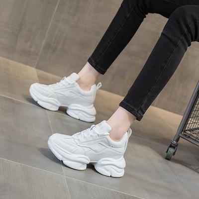 Dad Shoes Leather Surface Soft Sole Trendy Sports Casual Shoes Thick Sole Heightening Versatile Women's Shoes
