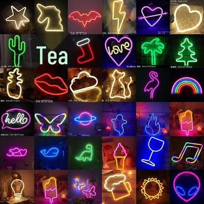 Cross-Border LED Neon Lights: Butterfly, Alien, Lightning, Cloud Shapes - Decorative Night Atmosphere Lighting