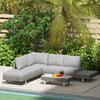 Three-Piece Rattan Sofa Set, with Cushions - Light Grey