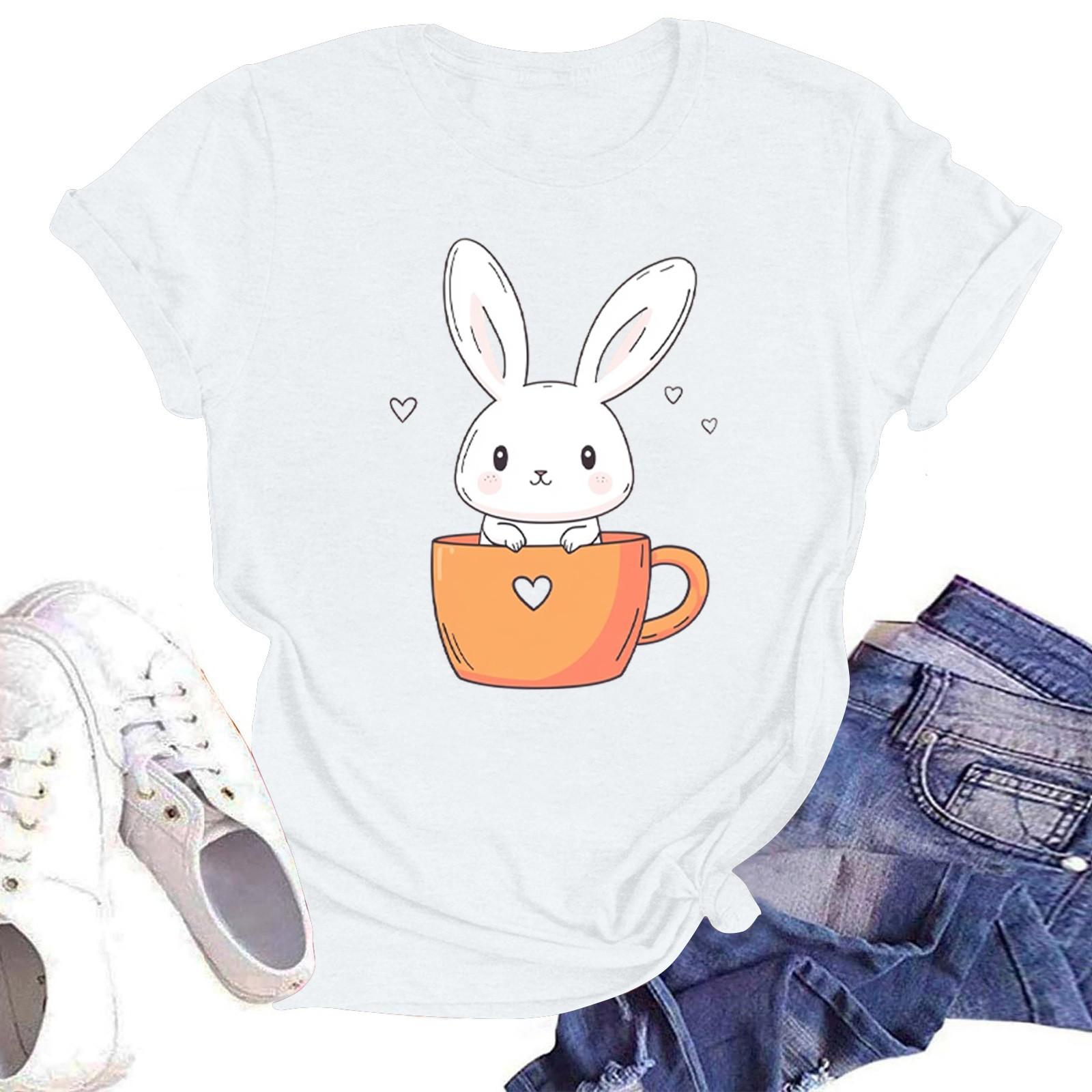 

Жіноча повсякденна футболка з круглим вирізом і короткими рукавами XL білий