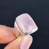 Natural Rose Quartz Ring for Men and Women Handmade 925 Sterling Silver Pink Crystal Gemstone Ring Vintage Geometric Statement Jewelry