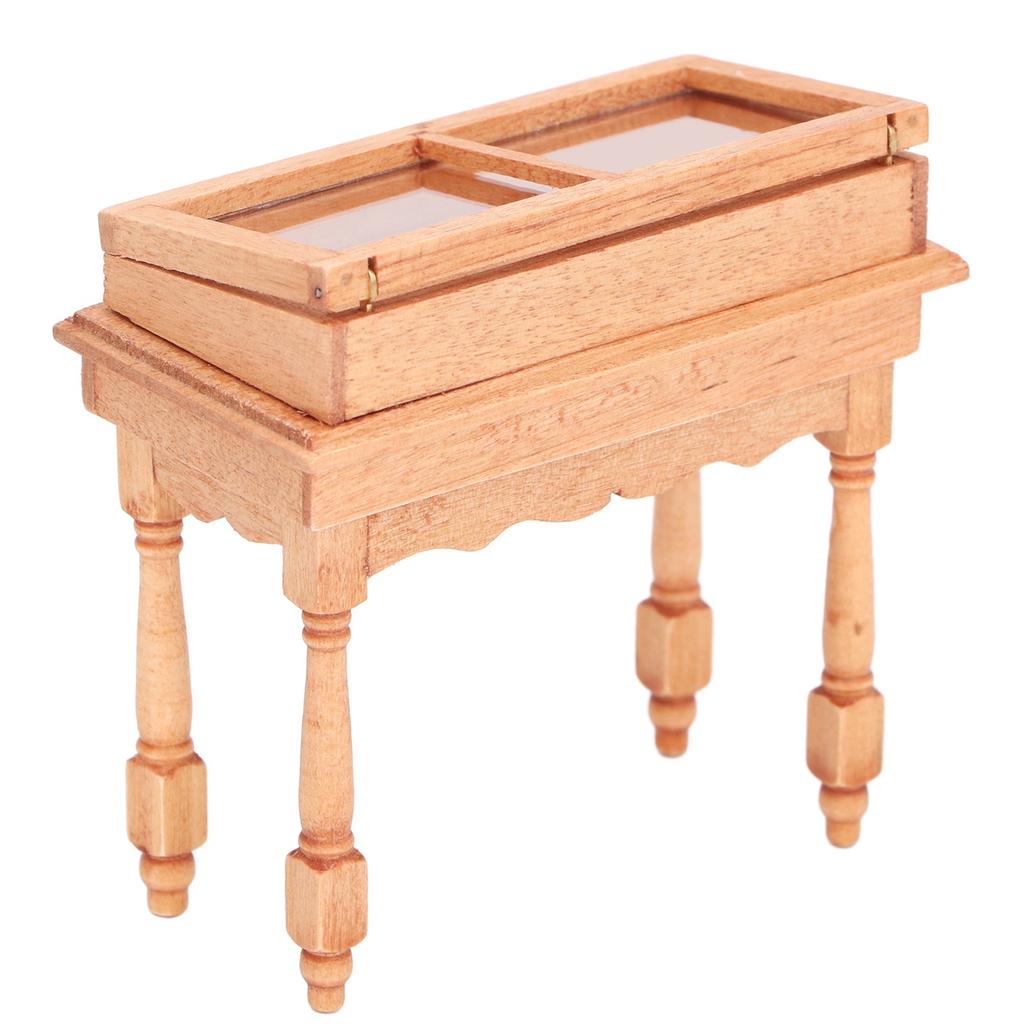 Miniature Dollhouse Display Cabinet with Flip Top Lid Versatile Compact Wooden Dollhouse Furniture