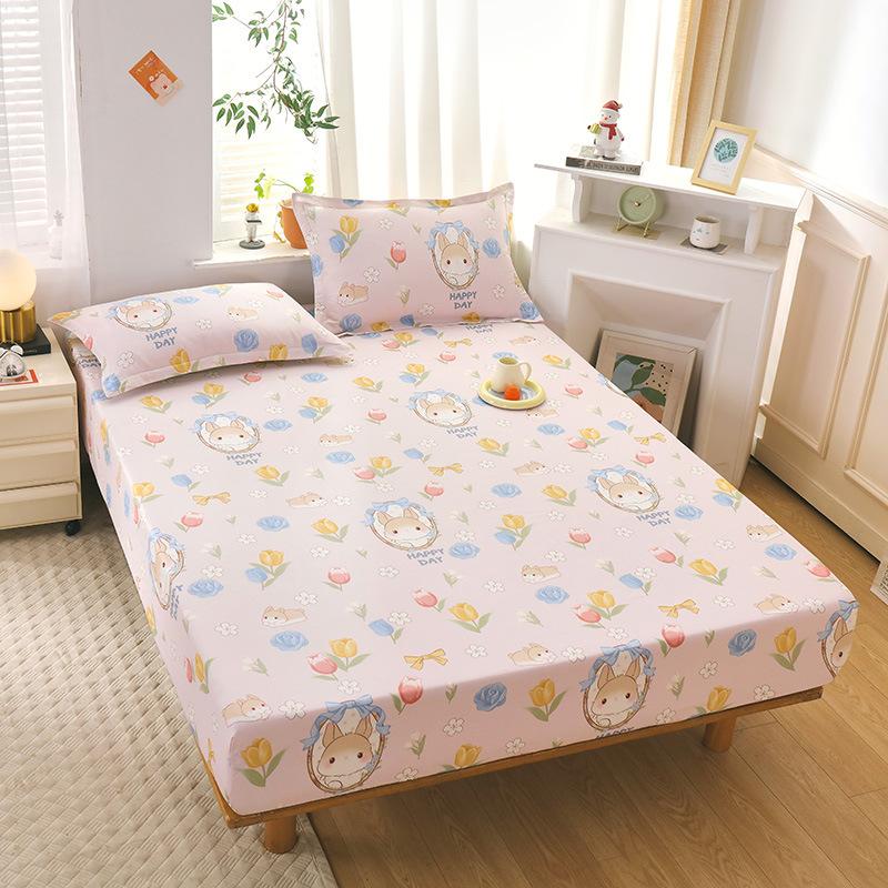 New Pure Cotton Single Bed Sheet Cartoon Small Fresh All Cotton Bed Sheet Single Double Mattress Protective Cover