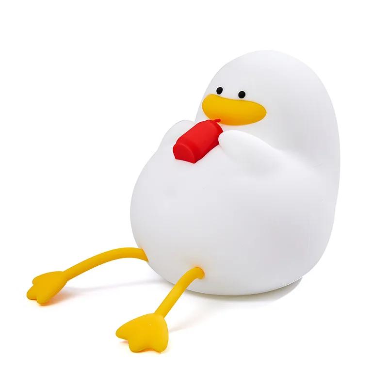 Small Duck Night Light Cartoon USB Charging Lamp Cartoon Silicone Creative Gift for Kid Room Bedroom Bedside Sleep Living Room