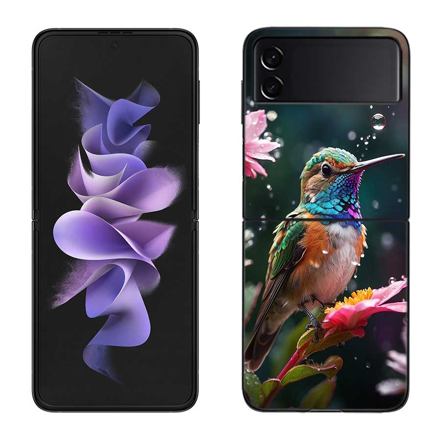 The Spirit of Hummingbirds Phone Case For Samsung Z Flip 7 6 5G Galaxy Z Flip 5 4 3 Black Hard Cell Cover Luxury PC Shell Coque
