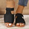 Fashion Ladies' New Summer Flat-bottomed Open-toed Slippers, Solid-color Fish-mouth Beach Cool Slippers