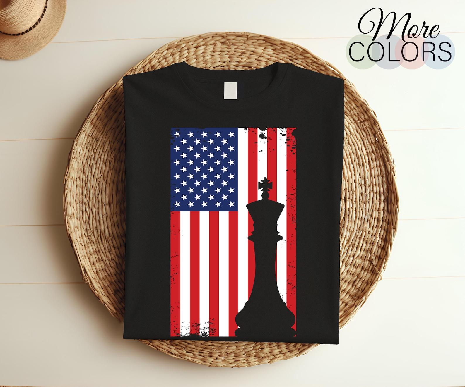 Chess Pieces American Flag Chess Piece Board Game Club Player Gift T-Shirt, Tournat Championship Lover TShirt, Strategy Trainer Coach Tee 150