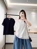 2026 Korean Style Plus Size Casual Lace Patchwork Round Neck Short Sleeve Top for Chubby Girls