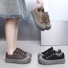 Casual Plattformsskor för Kvinnor Lätta Sneakers i Fauxläder Snörskor Tennisskor Komfort Promenadskor Dam Halkfria Andningsbara Lågskor