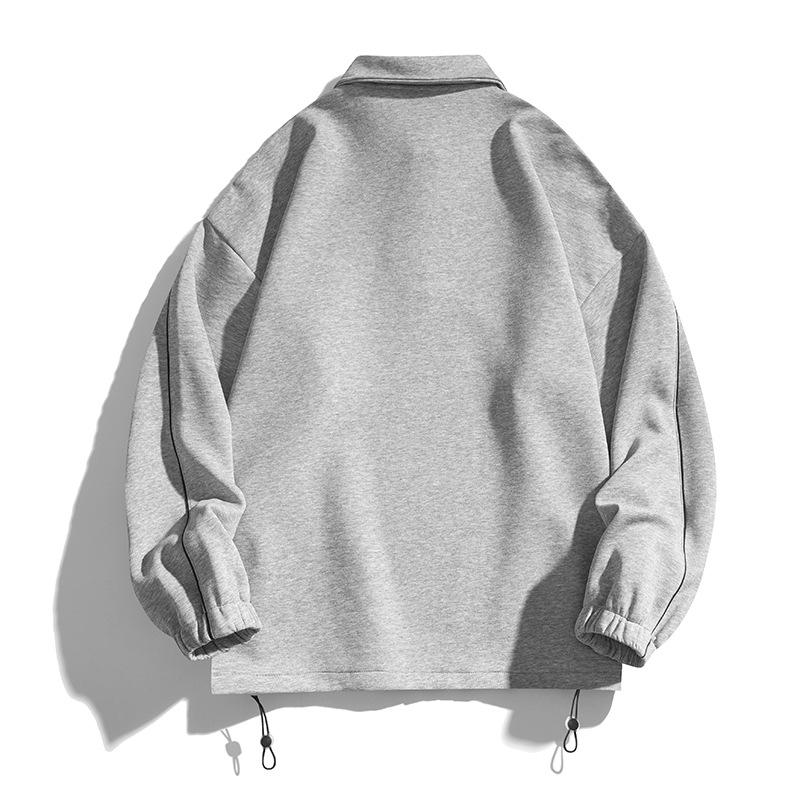 POLO Shirt Men's Autumn Korean Style Trendy Simple Solid Color Lapel Loose Sweatshirt Hong Kong Style Ins Student Top Sweatshirt