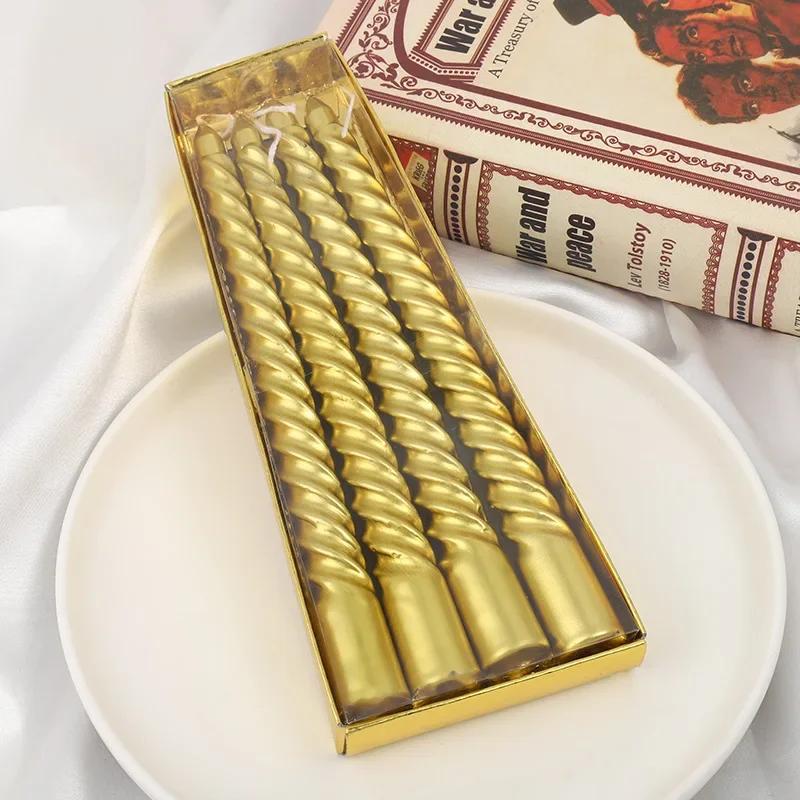 Colorful Threaded Lacquer Candles-Gold Silver White Holiday Wedding Decor DIY Party & Home Decoration for Festive Celebrations