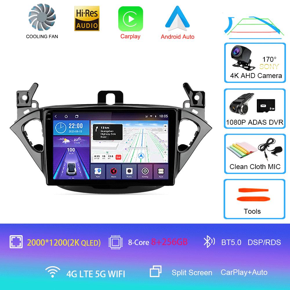 Car Radio Android 14 Carplay For Opel Corsa 2015 - 2019 or Adam 2013 -2016 Navigation GPS Multimedia Player WiFi+4G Stereo Video