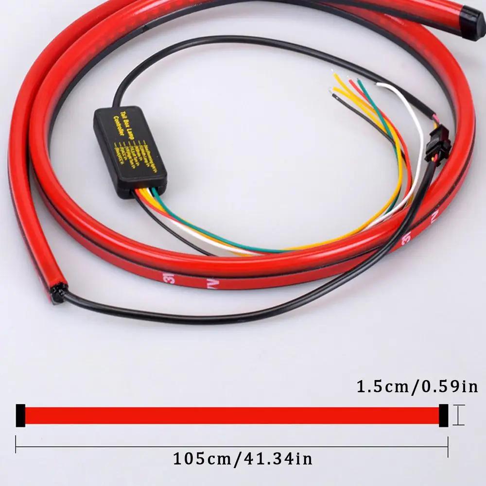 Car LED Brake LED Strip LightWaterproof Tailgate Strip Warning Strobe Emergency Flashing Driving Brake Turn Signal Lamp,100cm.
