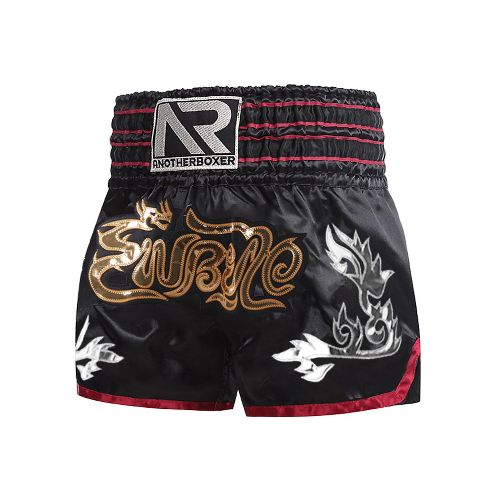 

Унісекс Шорти-карго з високою посадкою Еластичний пояс на шнурку Вишитий дизайн літер Одяг для боксу та спортзалу 3XL чорний/червоний