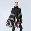 Plus Size Women's Plaid Oversized Batwing Shawl Collar Sweater Coat Soft Stretch, Autumn Winter Warmth, Casual Chic Layering Essential