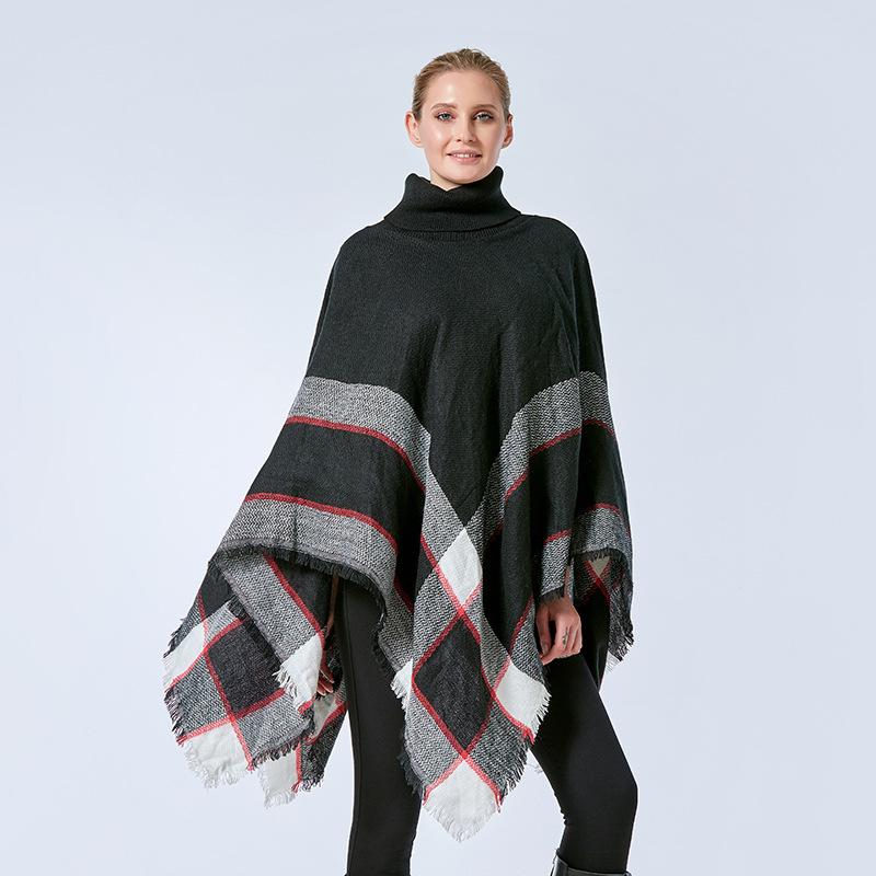 Plus Size Women's Plaid Oversized Batwing Shawl Collar Sweater Coat Soft Stretch, Autumn Winter Warmth, Casual Chic Layering Essential