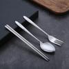 3Pcs Stainless Steel Dinnerware Set Tableware Chopsticks Fork Spoon Eco-Friendly Travel Cutlery Set Utensil Box Chopsticks Set