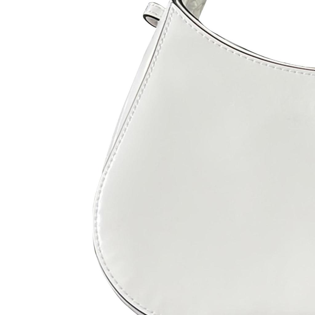 Tory Burch Emerson Double T Logo Zipper Closure Leather Crescent Bag Hobo Handbag Women Handbags White 139327-137