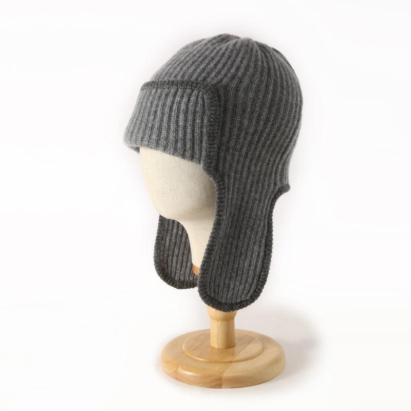 Autumn and Winter New Men's and Women's Color Matched Double Ear Headscarves Ear Protecting Caps  Warm Flight Caps  Knitted Caps