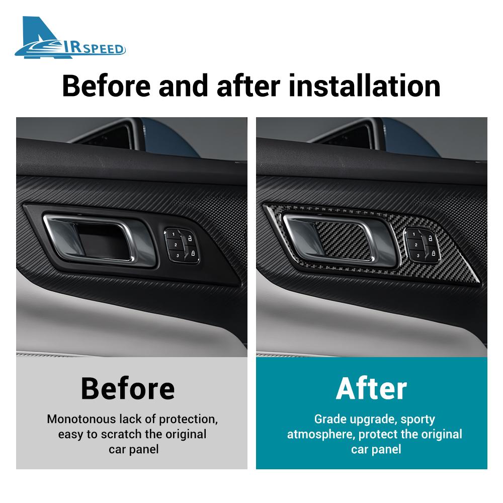 Echter Weicher Kohlefaser-Aufkleber für Ford Mustang GT Dark Horse EcoBoost 2025 2025 2026 LHD RHD Innenrahmen der Autotürgriffe