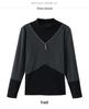 2024 Winter Korean Style Slim Fit Color Block Thick Double-Sided Cashmere Turtleneck Base Layer
