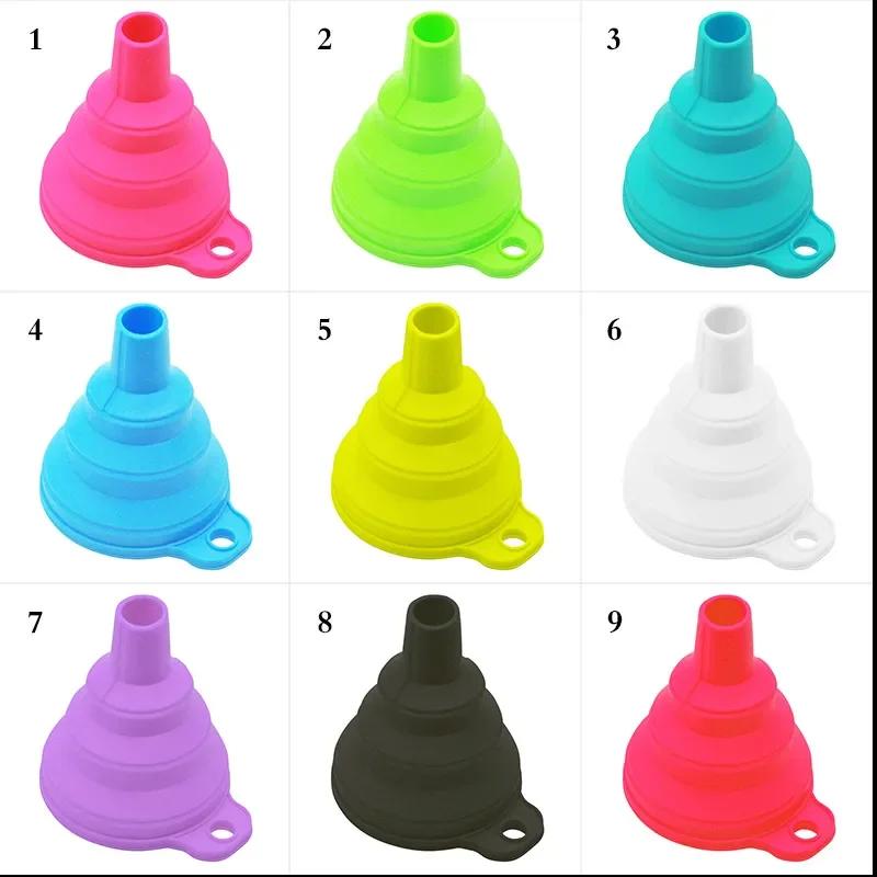 1/4PCS Silicone Collapsible Funnel Foldable Kitchen Long Neck Dispense Gadget Tool Filter Sorter Small Water Bottle Liquid Oil
