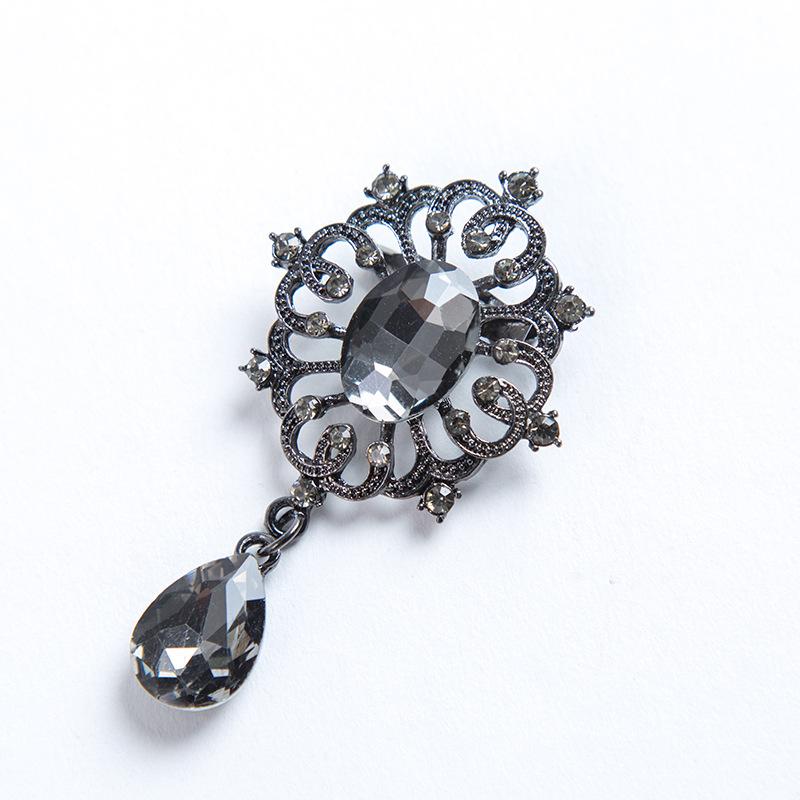 

Женская свадебная брошь, булавка для вечеринки, винтажная брошь в форме капли, Корона, горный хрусталь, кристалл серый