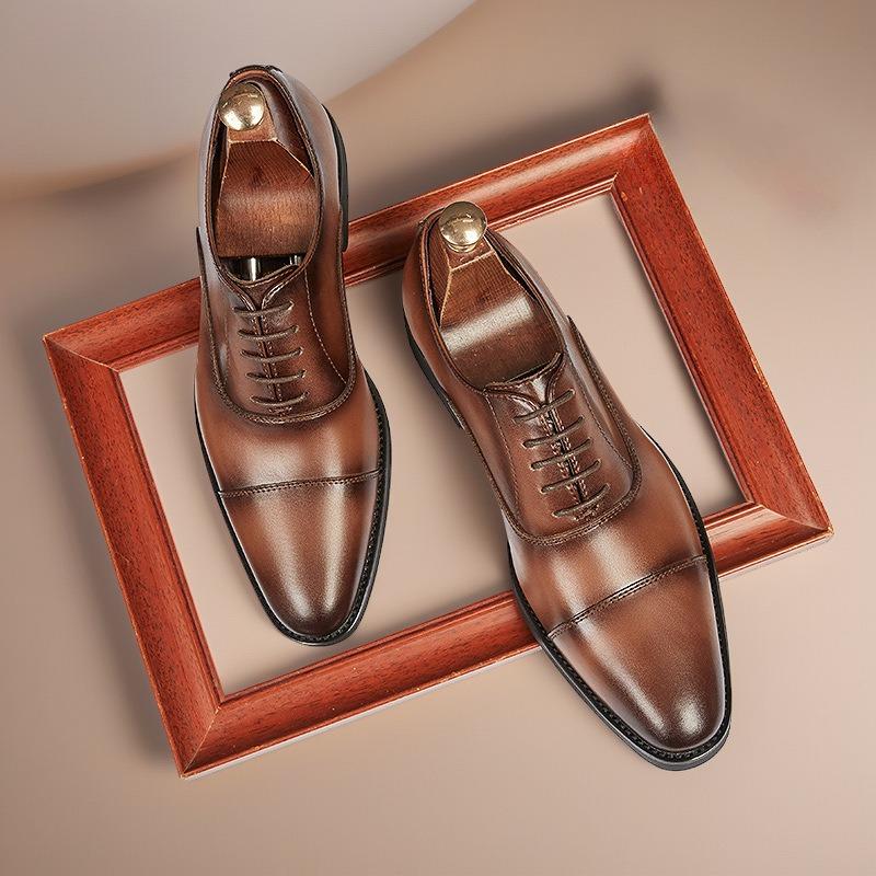 Spring and autumn three-joint leather shoes men's non-slip business dress breathable lace-up young men's shoes versatile