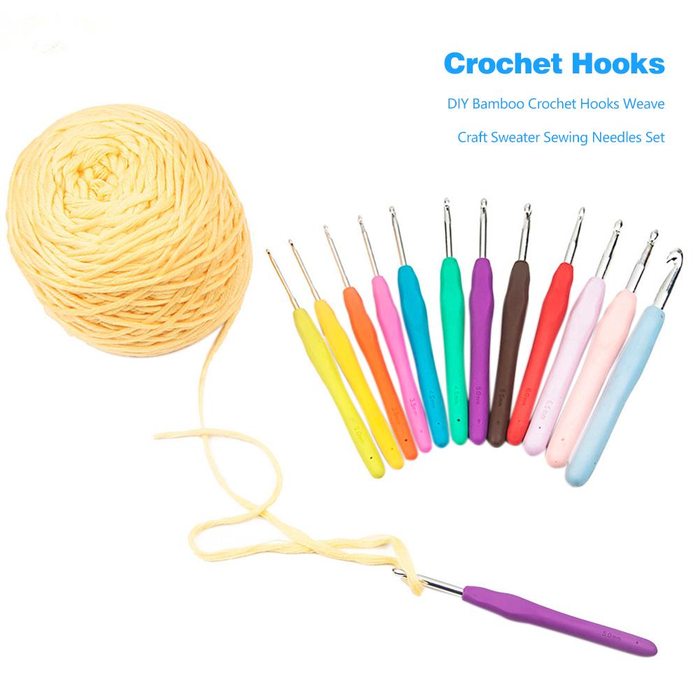 Crochet Hook Kit Ergonomic Soft Handle Aluminum Hooks Set Crochet Hook for DIY Crafts Knitting Needles Crocheting Supplies