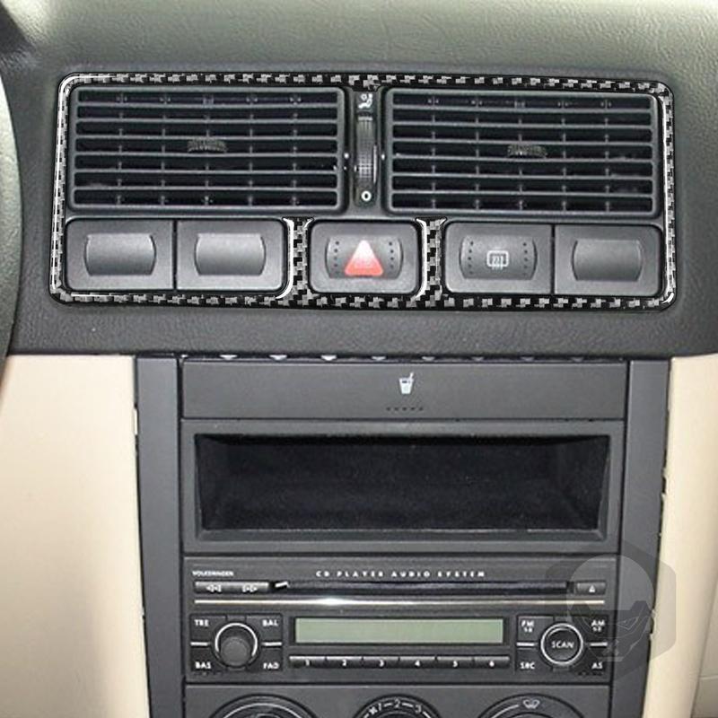 For VW Golf 4 MK4 1999 2000 2001 2002 2003 2004 Center Air Outlet Cover Real Carbon FIber Sticker Vehicle Interior Accessories