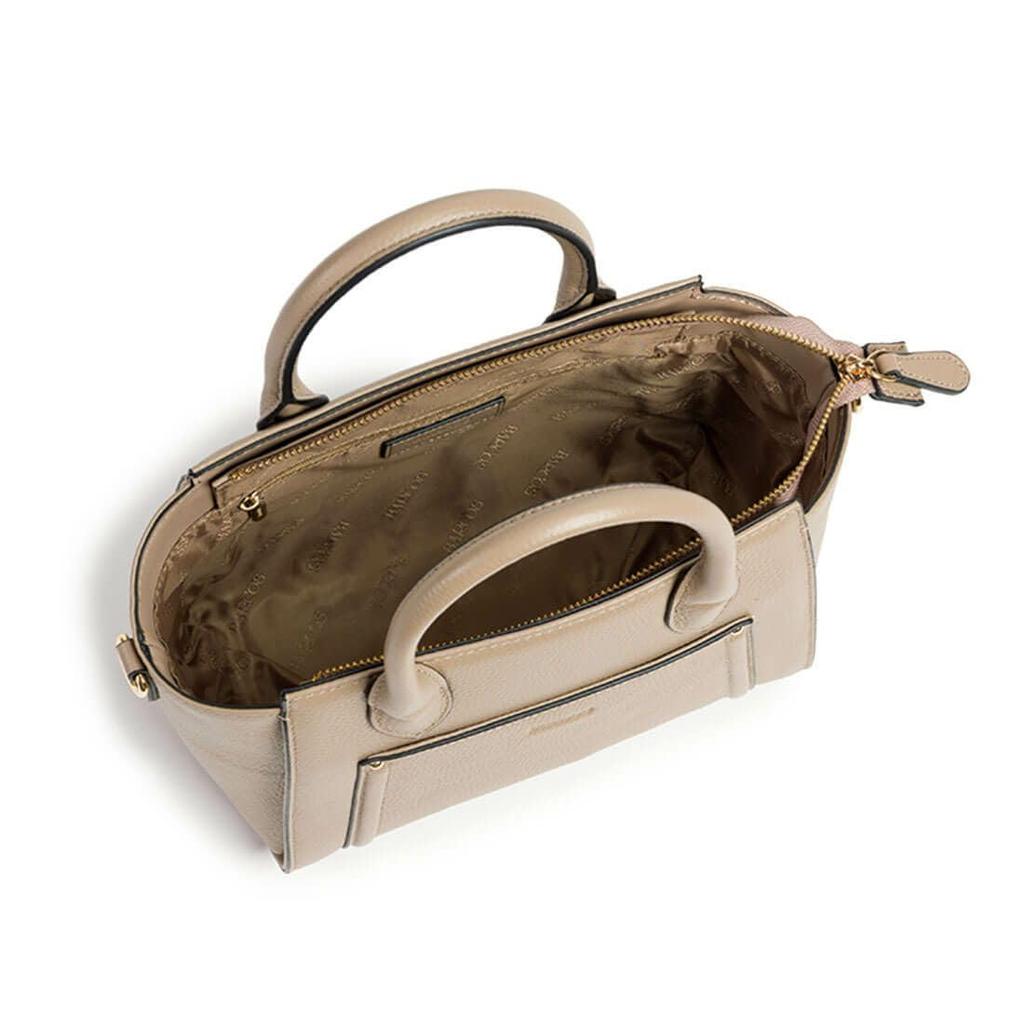 Barcos Nieten-Design Schrumpfleder 2-Wege-Handtasche & Langformat-Geldbörse Set mit Schultergurt, Taupe