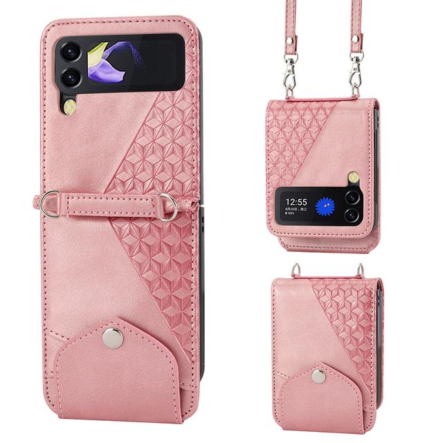 Módní dámská crossbody kabelka pro Samsung Galaxy Z Flip 3 4 5g Card Bag Kryt na telefon pro Galaxy Z Flip3 Flip4 kožené pouzdro