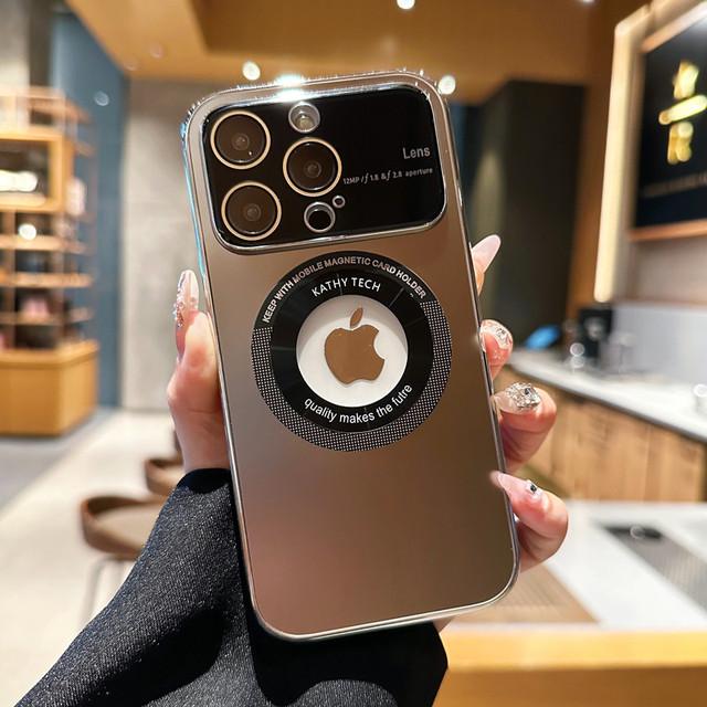 Magnetic Wireless Charging Phone Case For Iphone 14 13 Pro Max 14 Pro 13 Shockproof Lens Protector Plating Matte Glass Cover