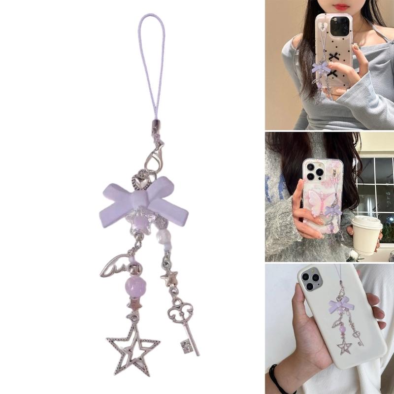 Sweet Phone Chain Strap Lanyard Bowknot Butterfly Pendant Phone Charm Hanging Decoration Cute Phone Accessories