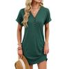 Women's V-Neck Button T-Shirt Short Sleeve Loose Fit Casual Summer Top