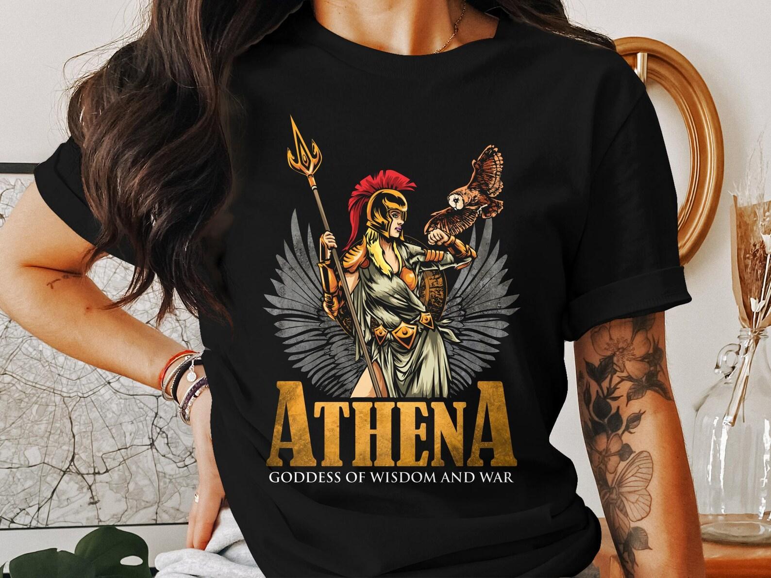 Athena Greek Goddess T-shirt, Greek Mythology Deity Tee, Goddess of Wisdom and War Shirt, Greek Religion History Top XL