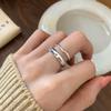 Trendy Korean Inspired Double Layer Textured Ring For Women Adjustable Size Fashion Accessory