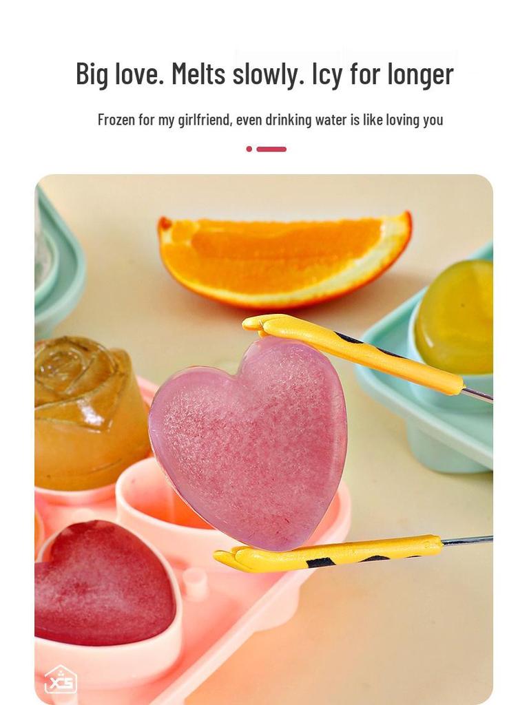 Food-Grade Silicone Rose Heart Ice Cube Mold for Whiskey