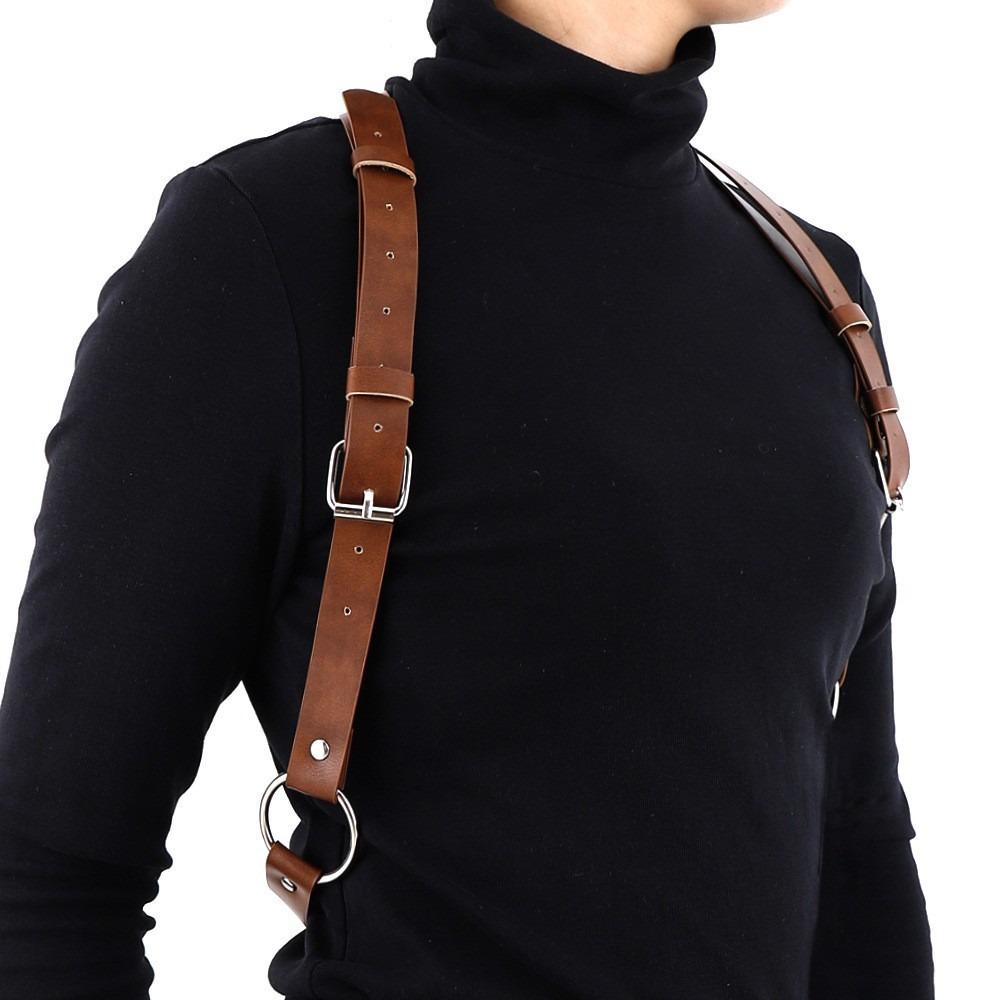PU Leather Body Corset Straps Punk Body Harness Clothing Accessories Simple Harness Waist Belt  Man