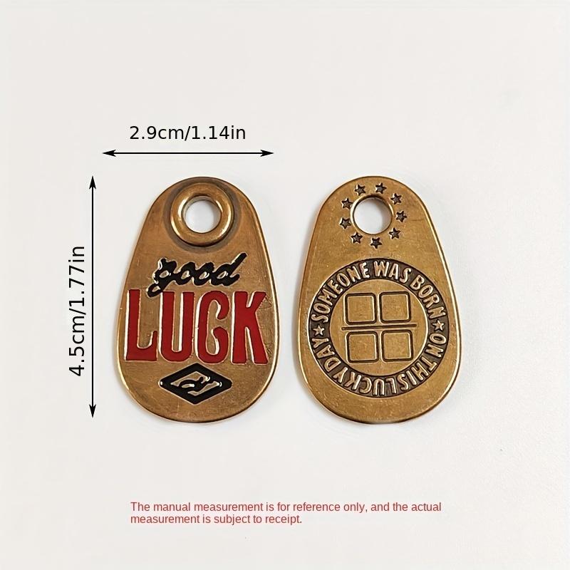 

Brass Lucky Brand Car Keychain Pendant Smiling Lucky Bag Pendant LUCK Retro European and American Creative Pendant чёрный