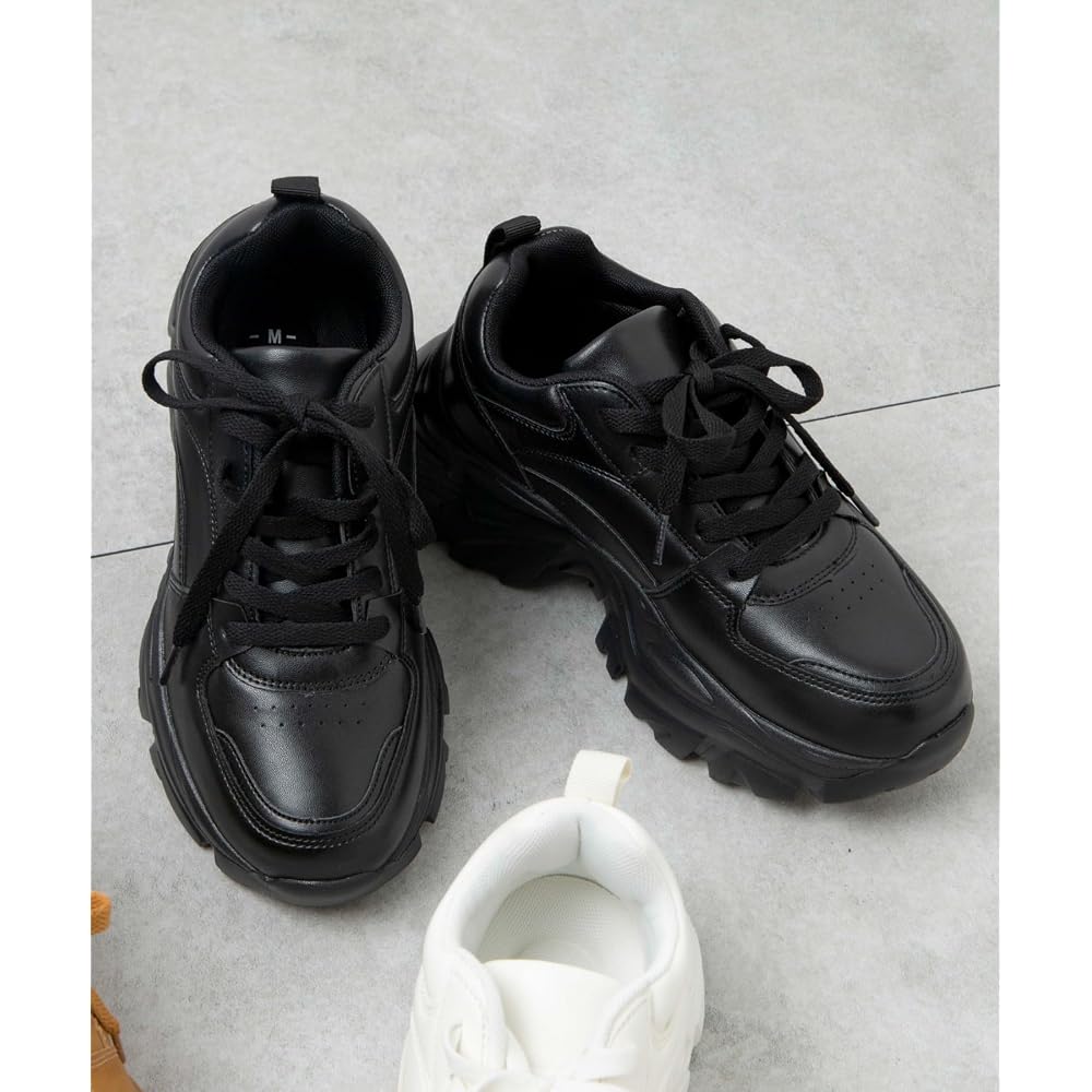 Wego Thick Sole Sneakers Volume Shoes Large Size Street Style Women's XL Black
