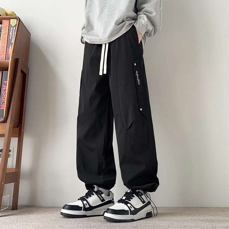 

Свободные брюки-десантники High Street, новые широкие брюки, мужские повседневные брюки в стиле ретро, корейская мода, расклешенные брюки в стиле хип-хоп со шнурком 3XL