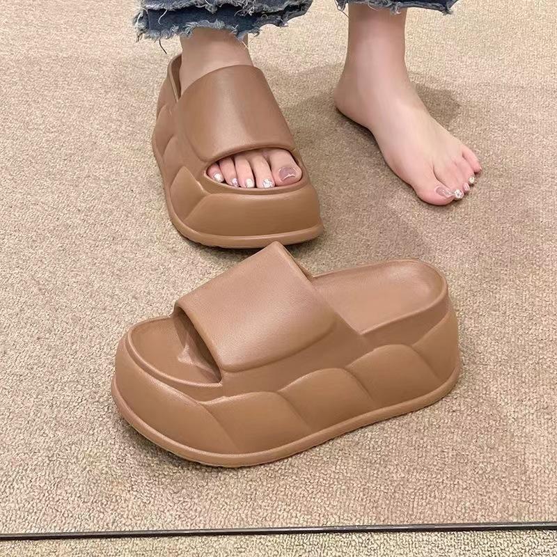 Super High Heels Girls Flat Slippers Woman 2025 Platform Heeled Flip-flops Ladies Chunky EVA Shoes Solid Color Keen Sandals