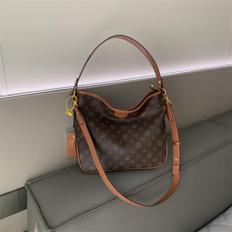 Early autumn new high-end mid-ancient tote bag contrasting color portable shoulder women's bag