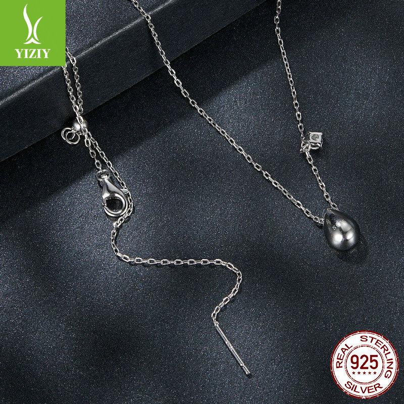 50 Points Moissanite Water Drop Necklace, Charm Temperament S925 Sterling Silver Sparkling Collarbone Chain Jewelry