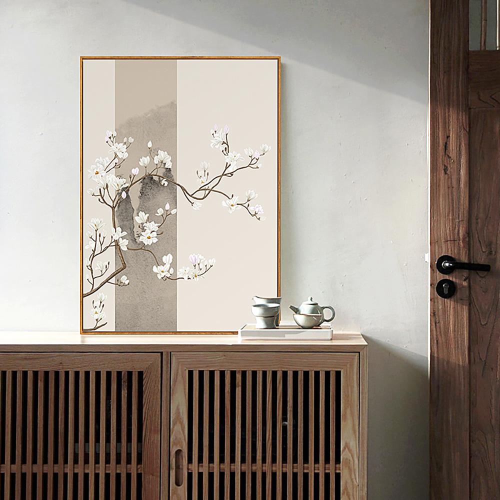 Ny kinesisk stil Bambu Plum Blossom Pine Tree Landskap Canvas Målning Klassisk dekorativ konst affischer för hem Vägg Estetisk