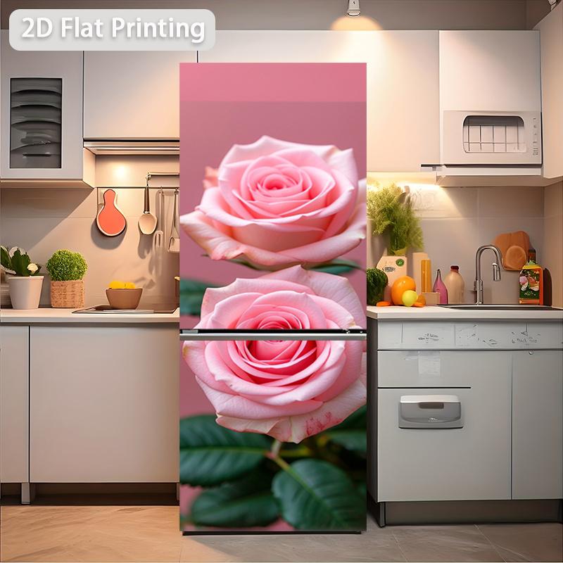 84Style Fridge Stickers Refrigerator Cover Door Landscape Plant Sea Vinyl Self Adhesive Kitchen Furniture Decor Wrap Freezer Sticker DIY