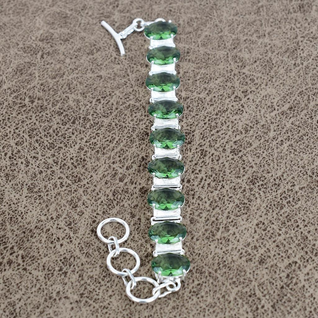 Tsavorite Gemstone Handmade 925 Sterling Silver Bracelet 7-8" KKG-151