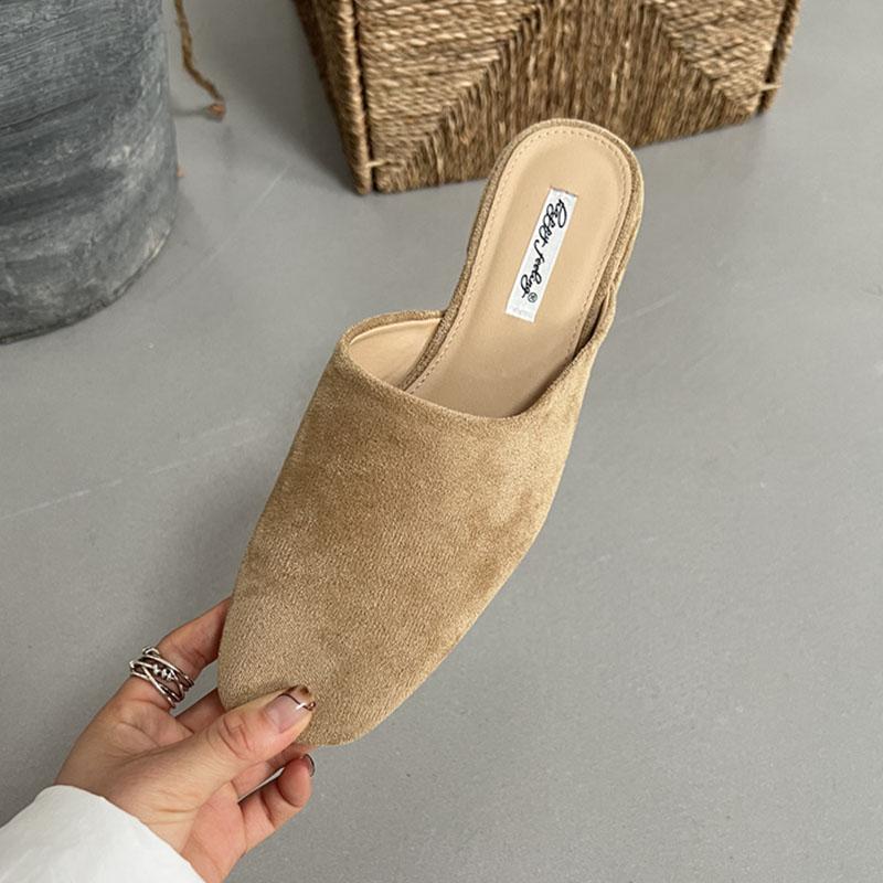 Fashion Summer Spring Fashion Square Toe Ladies Flats Slippers Luxury Flats Slippers Shoes For Women Mules Female Slides Sandals Shoes