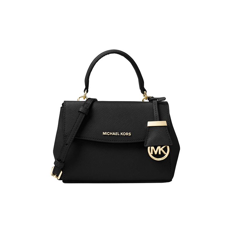 Michael Kors Handtas Ava vintage verguld logo accessoires met rijke details, split rundleer, schouder crossbody handtas extra klein
